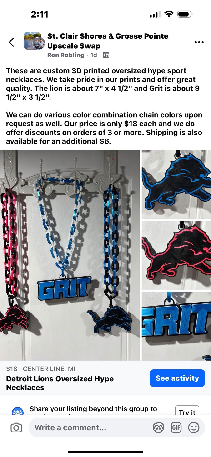 Lions Oversized Chainlink Necklaces