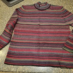 Women XL (18) Croft & Barrow black maroon hunter stripe long sleeve Lot 130