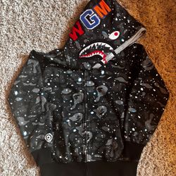 BAPE Space Camo Shark Full Zip Double Hoodie Black Multi