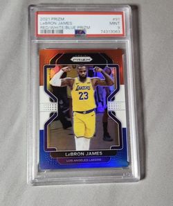 2021 Prizm Lebron James Red White Blue Insert #91 psa9