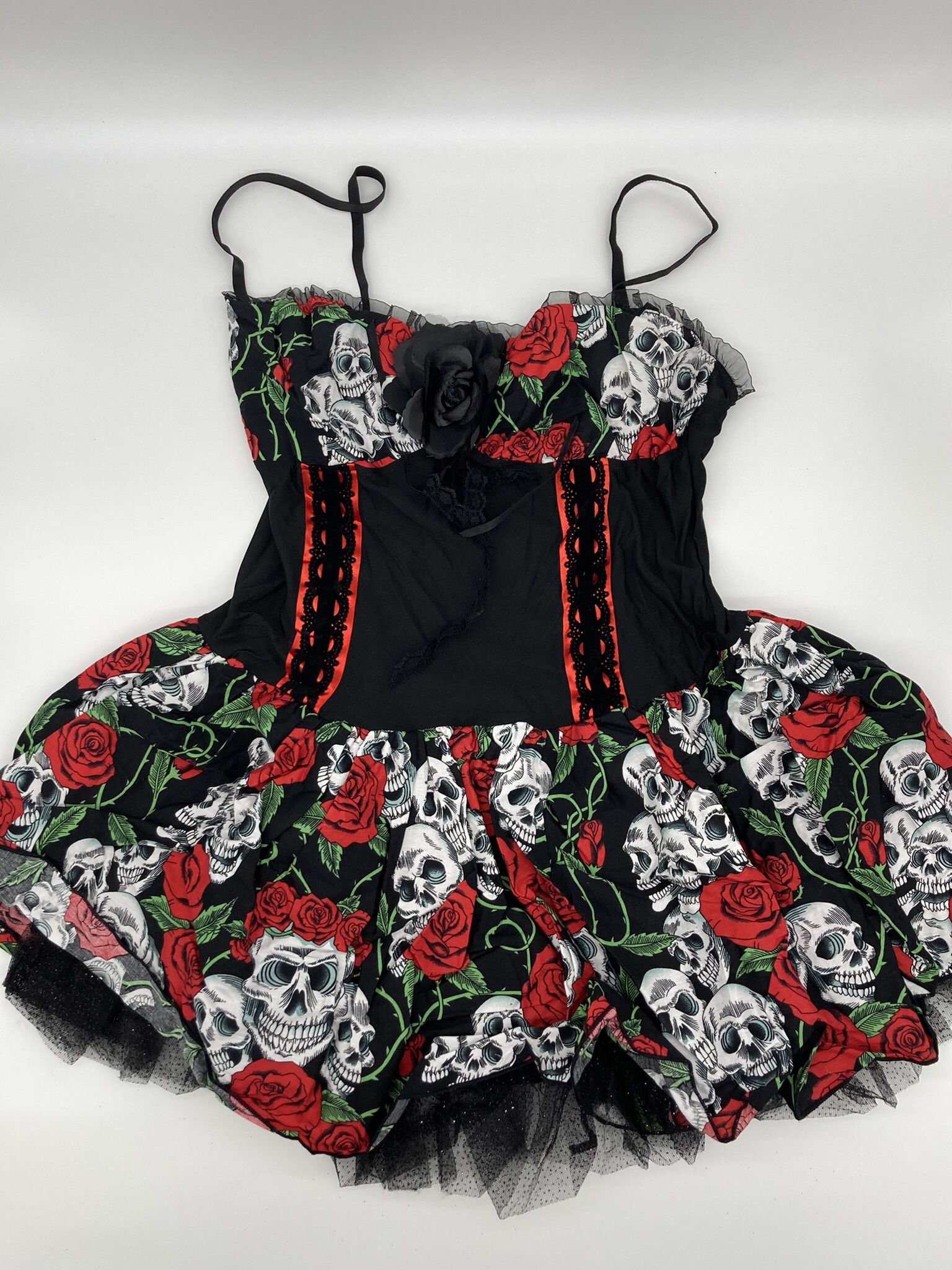 Lip Service Day of the Dead Skull and Roses Corset Dress, XL *BRAND NEW*