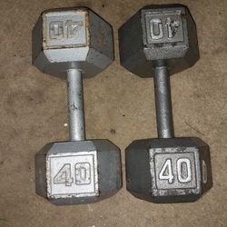 Two 40 Lbs Cast Iron HEX dumbells
