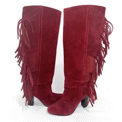 Diane Von Furstenberg Penn Suede Tall Boot Red Size 7.5