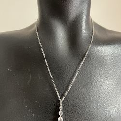 INC Silver Necklace With 4 Cubic Zirconia Pendant