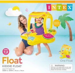 Intex 56573EP Outdoor Swimming Pool Inflatable Comfortable Shaded Canopy Starfish Lounger Baby Toddler Float Safety Raft, Yellow