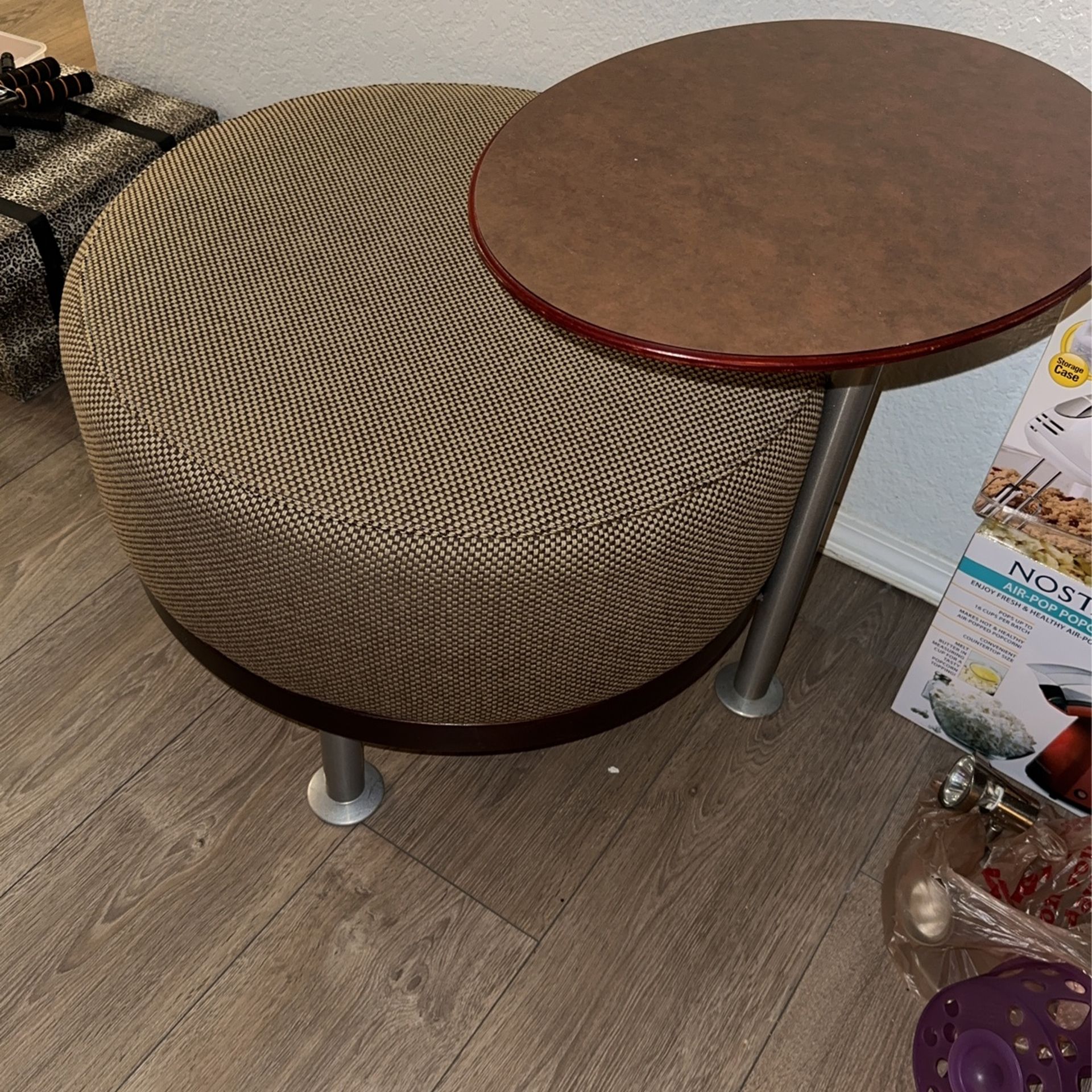 Cushioned Seat With Side Table 