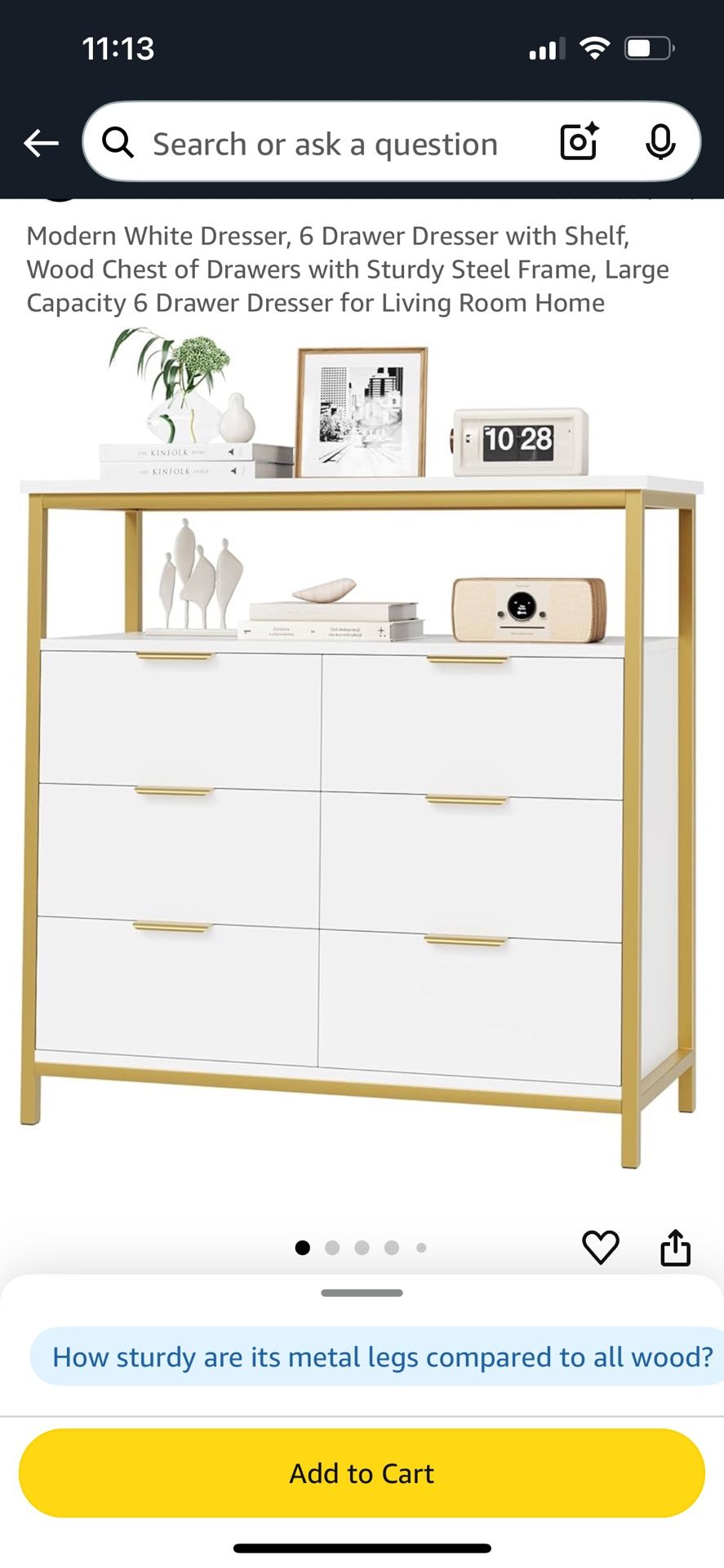 Used white/gold Dresser