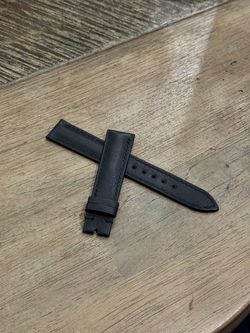 Black topo real leather watch strap watch band hand made 18mm