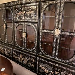Black Lacquer Mother Of Pearl Antique Wall Units For Sale