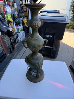 Vintage brass or bronze Chinoiserie table lamp 36”