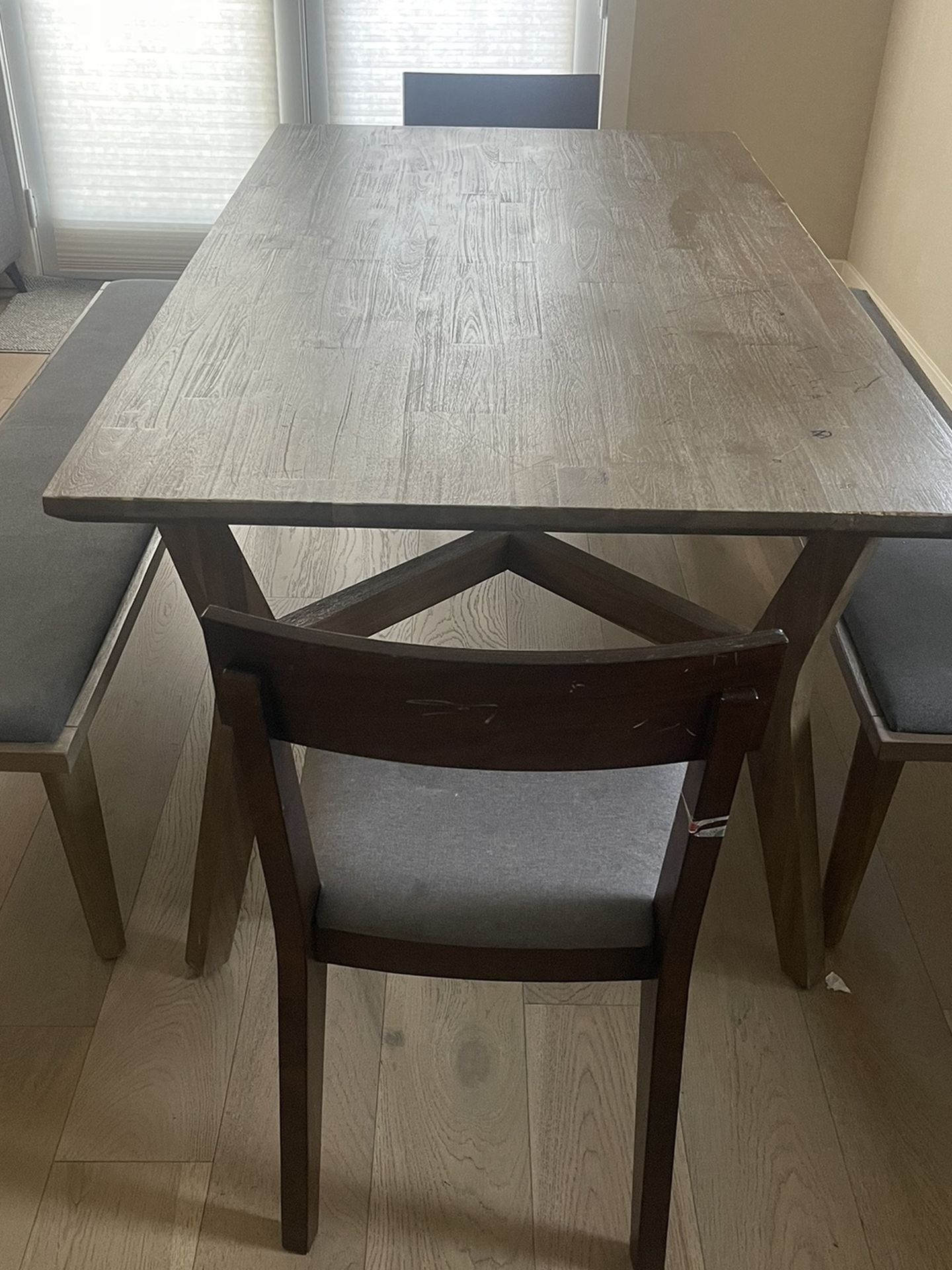Dining Set With Dining Table , 2 Benches And 2 Chairs