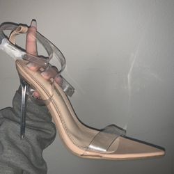 Fashion Nova Nude/Clear Heels