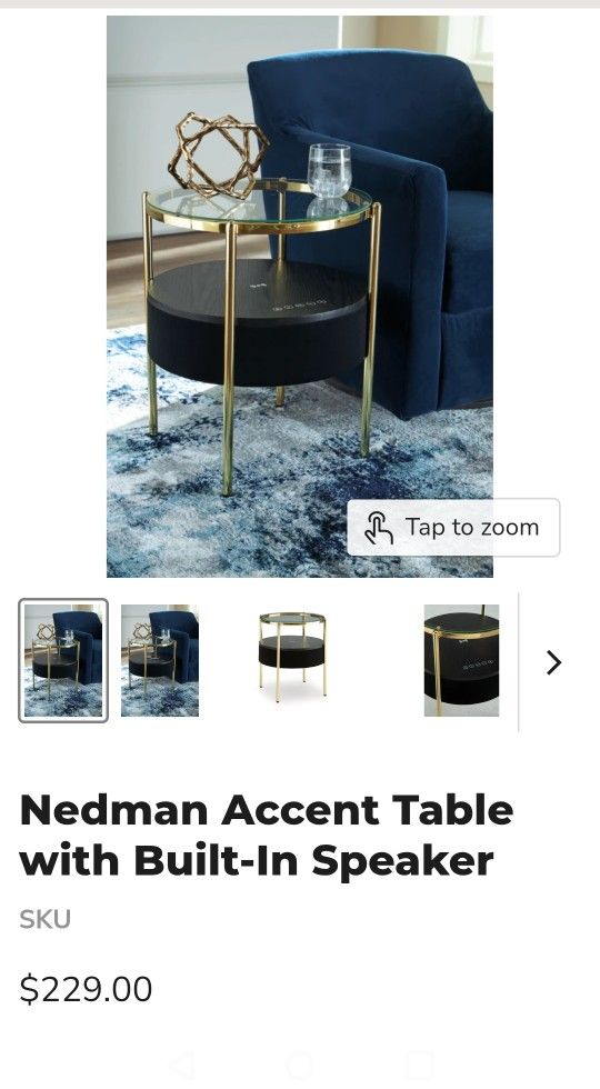 Nedman Accent Table With Built In Speaker 