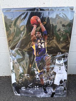 Kobe Bryant Poster - Lakers #24 Dunk vs Bucks, Large Laminated Wall Art