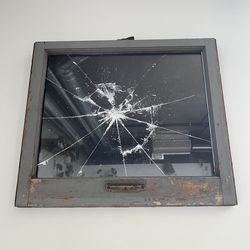 Antique Window Frame Wall Art – Shattered Glass Illusion (Glass Intact)