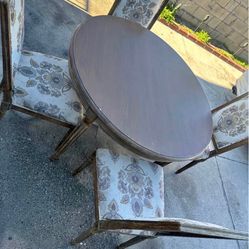 Wooden Kitchen Round Table With 4 Chairs 