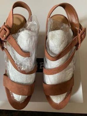 High Wedge Heeled Sandals-Camel size 9