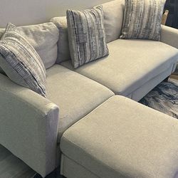 Grey Couch w/ Storage Ottoman 