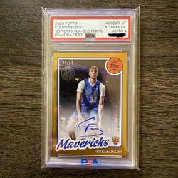Cooper Flagg RC 2025 Topps ‘80 Retro Rookie Autographs Gold /50. PSA Auto 9 Authentic