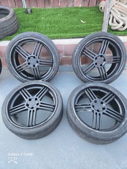 4 rims and tires and 3 spares.