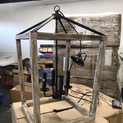 4-Light Lantern Pendant Light,Modern Industrial Black Cage Farmhouse Chandelier for Kitchen Island, 18x26” Rustic Metal Hanging Lighting Fixture for D