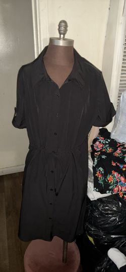 Black Button-Down Shirt Dress