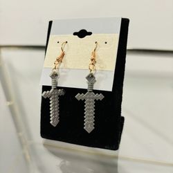 Minecraft Inspired Diamond Sword Earrings