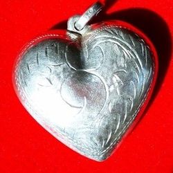 Large Shiny Sterling Silver Heart Pendant