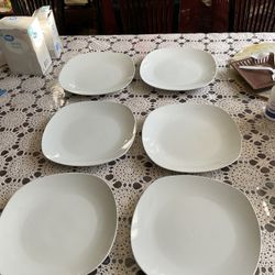 Tabletops 365 whitewater Gallery set of six square dinner plates dishwasher & freezer safe will get 