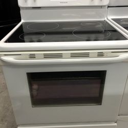 White Self Clean Glass Top Stove 