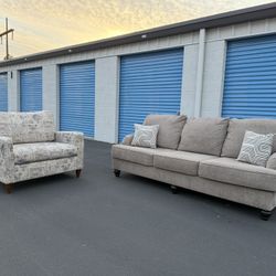 Gray Couch With Chair ** Free Delivery **