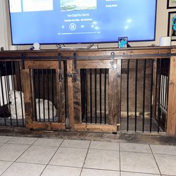 Tv stand with two pet cages for living room