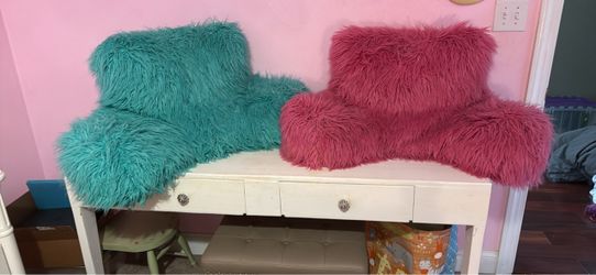 Faux Fur Backrest Reading Pillows Set of 2