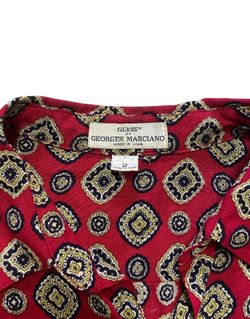 Vintage 1980’s Guess by Marciano Red Medallion Print Button-Down Shirt