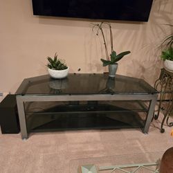 Glass/Metal Frame TV Stand