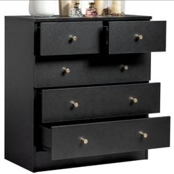 Tall Nightstand with Drawers,Modern Night Stand with Gold Handle, Bedside Table with Storage for Bedroom,End Side Table for Living Room (White, 5 Draw