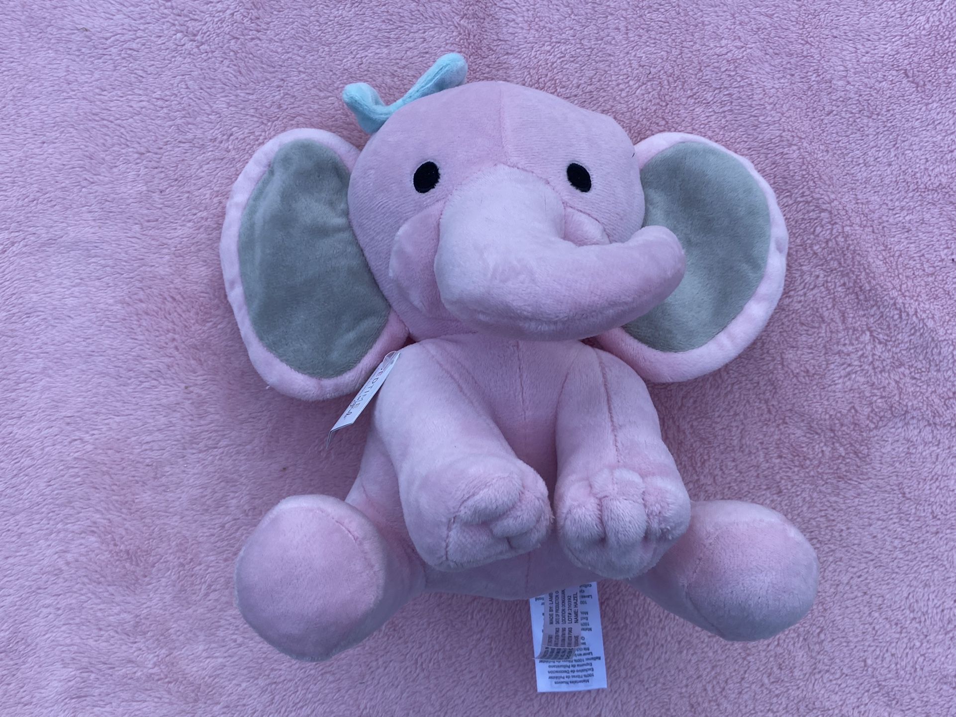 Bedtime Originals Twinkle Toes Plush Elephant 10" Hazel - Pink, Gray, Animals