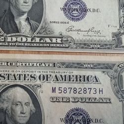 1935E Silver Certificates 2 Consecutive Serial Numbers