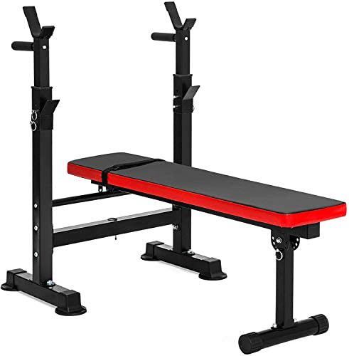BalanceFrom RS 40 Adjustable Folding Multifunctional Workout Station Adjustable Olympic Workout Bench with Squat Rack, Black
