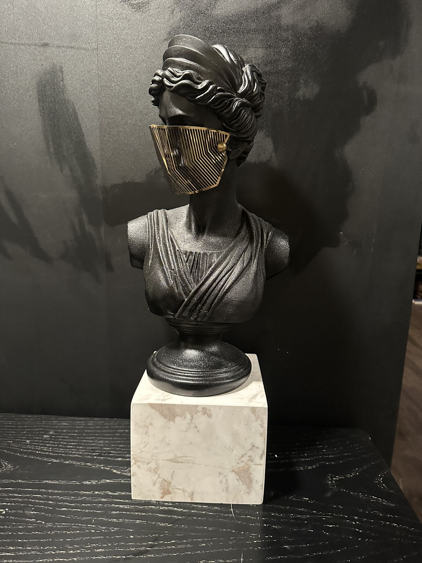 Black Statue With marble Base 