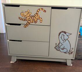 Babyletto Hudson Grey Nursery furniture with crib dresser and changing table.