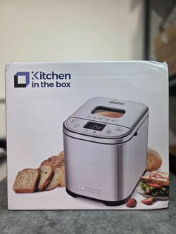 Kitchen in the box 15-in-1 Bread Machine, 2LB Stainless Steel Automatic Bread Maker with Recipes-Silver