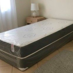 New Twin Size Bed With Box Spring Innerspring Mattress 10" Bed Colchones Individuales Nuevos 