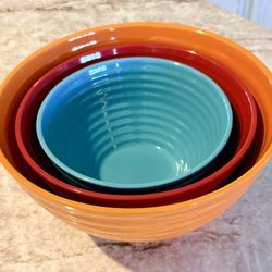 🔴 PIONEER WOMAN SET OF THREE CERAMIC NESTING BOWLS 🔴