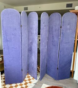 (2) Classic Arch Lilac Velvet Room Dividers 3 Panel