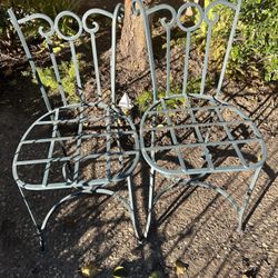 Two Heavy Duty Vintage Wrought IronPatio Chairs