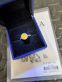 Brand New 2ct lemon yellow  Moissanite S925 Sterling Silver Engagement Ring, Pass Tester, various sizes