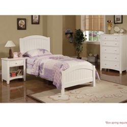 Adorable White Twin Size Complete Bedroom Set. Mattress Sold Separately 