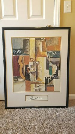 Picasso print , framed with matting Art home decor
