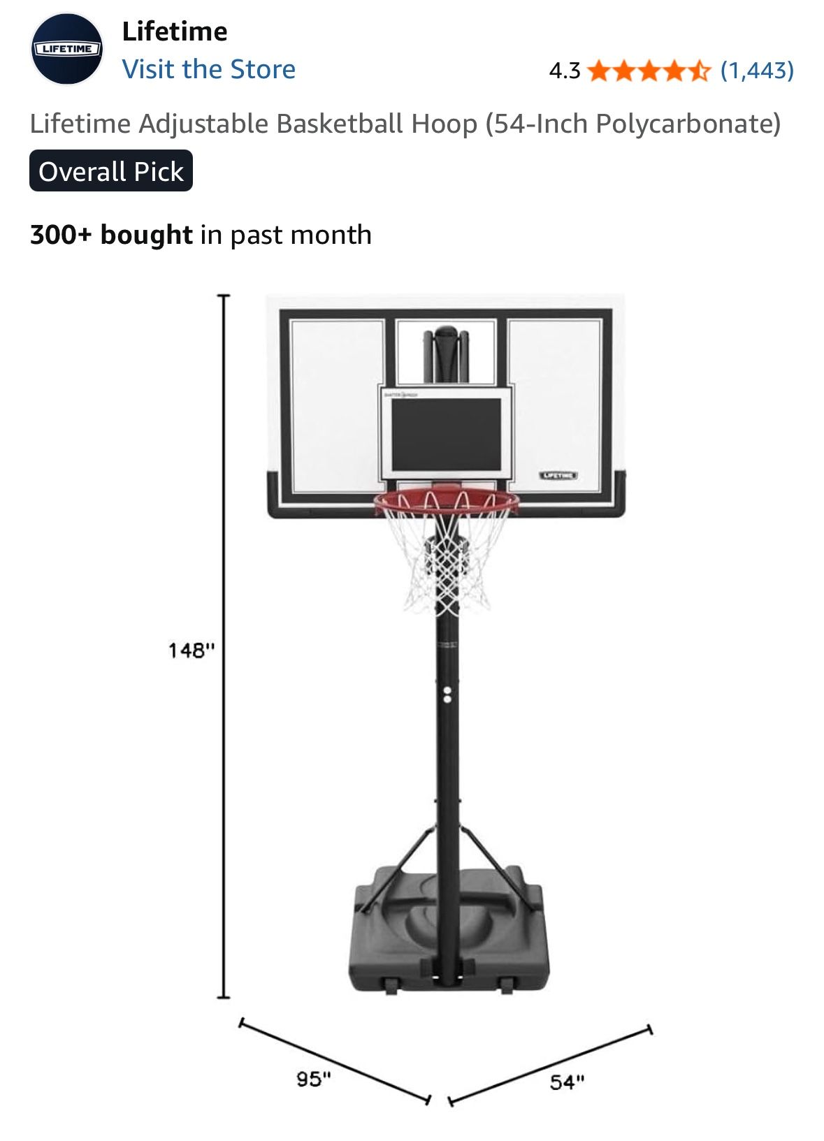 Lifetime portable Basketball hoop